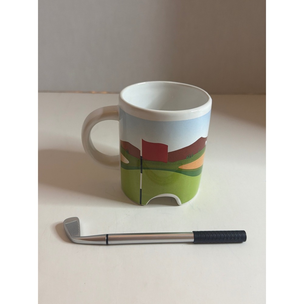 Kikkerland Golf Mug with Miniature Golf Club Putter Desktop Gift Set - Picture 3 of 7